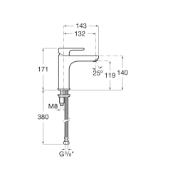 L20 mitigeur de lavabo à levier, sans vidage, chrome (A5A3G09C00)