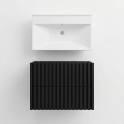 Swiss Aqua Technologies Meuble de salle de bain avec lavabo SAT Delano 80x46 cm noir mat (DELANO80ZCUM)