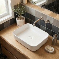 Vasque à poser Infinitio 50 x 39 x 13 cm sans trop-plein, blanc mat (SATINF5039)