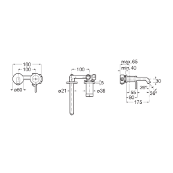 Ona mitigeur de lavabo à levier à encastrer, sans corps d'encastrement, noir mat (A5A359ENB0)