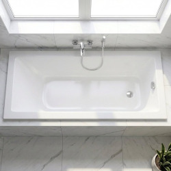 Aurum 170x70 cm baignoire rectangulaire en acrylique, gauche et droite, avec pieds + vidage + siphon, blanc (SATVAUR170-SET)