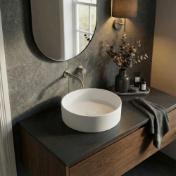 Ceramia Vasque à poser ronde 36 cm hauteur 12,5 cm sans trop-plein blanc mat PixL (CEPX3636WM)