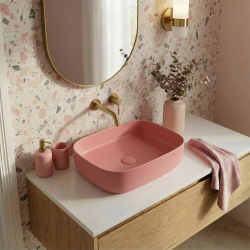 Ceramia Vasque à poser rectangulaire 50 x 37,5 x 13,5 cm sans trop-plein rose mat PixL (CEPX4937PM)