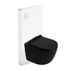 Glass pack WC bâti-support avec plaque de commande + WC suspendu Ceramia sans bride avec abattant SoftClose (STGLWCE14WT01-FR)