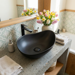 PixL 50,5 x 38 x 18 cm vasque à poser Infinitio, sans trop-plein, noir (CEPX5038BKM)