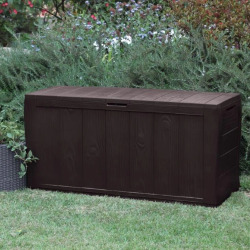 Keter Sherwood coffre de jardin 270 L en résine aspect bois marron 117 x 45 x 57,5 cm
