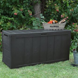 Keter Sherwood coffre de jardin 270 L en résine aspect bois graphite 117 x 45 x 57,5 cm (230415)