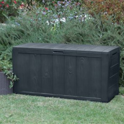 Keter Sherwood coffre de jardin 270 L en résine aspect bois graphite 117 x 45 x 57,5 cm (230415)