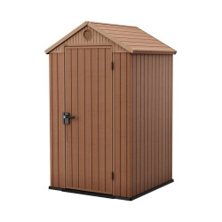 Abri de jardin Keter Darwin 123,8 x 117 x 205,1 cm en résine PVC marron avec porte simple et toit double pente (259006)