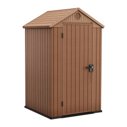 Abri de jardin Keter Darwin 123,8 x 117 x 205,1 cm en résine PVC marron avec porte simple et toit double pente (259006)
