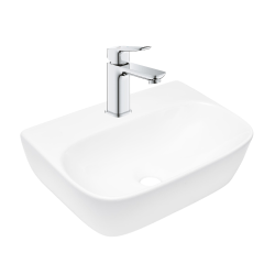 QUICKFIX DICE Mitigeur lavabo, taille S + Brevis lavabo suspendu avec trou pour robinetterie, 43x30x13cm (BA2-G1018570000-02)
