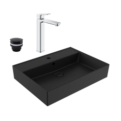 QUICKFIX DICE mitigeur pour vasque à poser, taille XL + lavabo rectangulaire Infinitio 60,5x46,5 cm (BA3-G1018920000-04)
