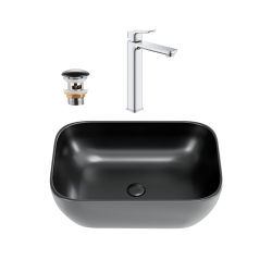 QUICKFIX DICE mitigeur lavabo, taille XL + Vasque à poser Swiss Aqua Technologies 45,5x32,5 cm (BA3-G1018920000-10)
