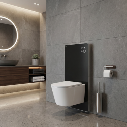 Glass pack WC bâti-support avec plaque de commande + WC suspendu Ceramia sans bride avec abattant SoftClose (STGLWCE14WT01-FR)