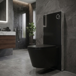 Glass pack WC bâti-support avec plaque de commande + WC suspendu Ceramia sans bride avec abattant SoftClose (STGLWCE14WT01-FR)