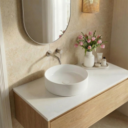 Ceramia Vasque à poser ronde 36 cm hauteur 12,5 cm sans trop-plein blanc mat PixL (CEPX3636WM)