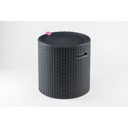 Cool Stool table basse / glacière isotherme en résine 39 L, imitation rotin tressé, gris foncé