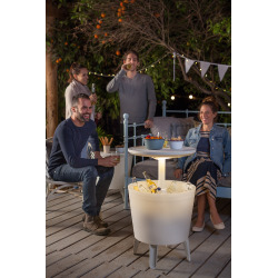 Cool bar lumineux Glacière lumineuse LED, avec table rétractable, 57x 50 x 50 cm, blanc (231366)Cool bar lumineux
