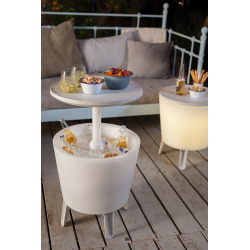 Cool bar lumineux Glacière lumineuse LED, avec table rétractable, 57x 50 x 50 cm, blanc (231366)Cool bar lumineux