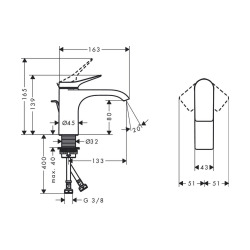 Vivenis mitigeur de lavabo à levier, taille S, avec vidage, blanc mat (75010700)