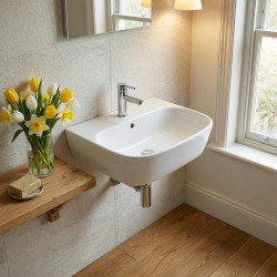 Swiss Aqua Technologies Lavabo suspendu 43 x 30 x 13 cm – sans trop-plein – blanc – SAT Brevis (SATBRE4330R)