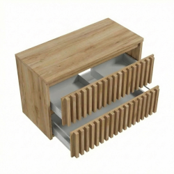 Swiss Aqua Technologies Meuble de salle de bain avec sa plaque de recouvrement, SAT Delano, 100x56x46 cm chêne mat (DELANO100ZDDE)