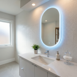 Project 60x120 cm miroir ovale avec éclairage LED, film chauffant anti-buée et capteur (ZPROV12060LED)