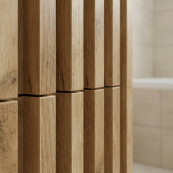 Meuble salle de bain suspendu 60 x 56 x 46 cm avec lavabo décor lattes chêne mat Delano SAT (DELANO60ZDSAT)