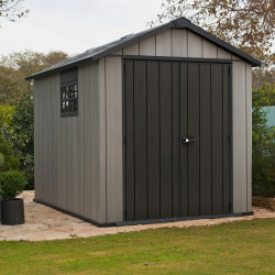 OAKLAND 759 abri de jardin 229x287x242 cm, grande capacité, résistant aux intempéries, gris anthracite (17201311)