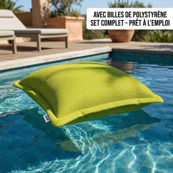 Soo Santaï Coussin piscine flottant 65 × 65 × 25 cm intérieur / extérieur AVEC billes de polystyrène – Vert (CF6565-2-SET)