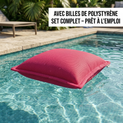 Soo Santaï Coussin piscine flottant 65 × 65 × 25 cm intérieur / extérieur AVEC billes de polystyrène – Rose (CF6565-3-SET)