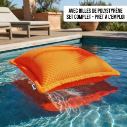 Soo Santaï Coussin piscine flottant 65 × 65 × 25 cm intérieur / extérieur AVEC billes de polystyrène – Orange (CF6565-6-SET)