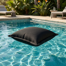 Soo Santaï Coussin piscine flottant 65 × 65 × 25 cm intérieur / extérieur SANS billes de polystyrène – Noir (CF6565-7)