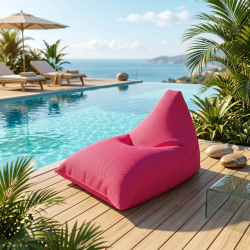 Soo Santaï Pouf piscine XL flottant 140x120x90 cm extérieur piscine terrasse jardin SANS billes Rose (LBF140120-3)