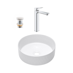 QUICKFIX DICE mitigeur lavabo, taille XL + vasque à poser Swiss Aqua Technologies 36x36x12 cm (BA3-G1018920000-02)