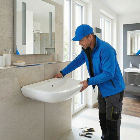 Installation d'un lavabo suspendu sans mitigeur