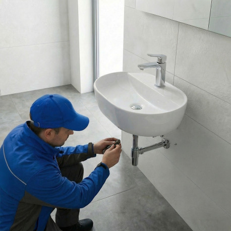 Lavabo suspendu avec mitigeur