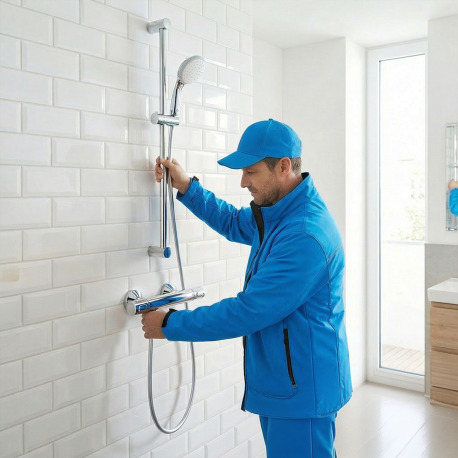 Installation d'une set de douche complet (mitigeur + barre + douchette + flexible)