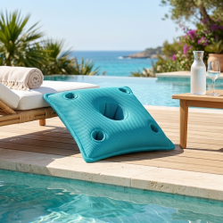 Soo Santaï Coussin bar piscine flottant avec porte-verres 75 × 75 × 25 cm extérieur SANS billes – Vert (PPF7575-2)