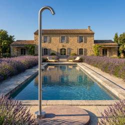 Douche extérieure en acier inoxydable 316 L, eau chaude et froide, acier brossé (TS1002)