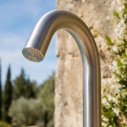 Douche extérieure en acier inoxydable 316 L, eau chaude et froide, acier brossé (TS1002)