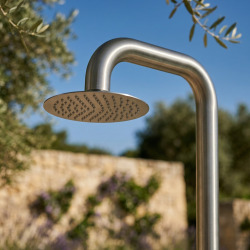 Douche extérieure en acier inoxydable 316 L, eau chaude et froide, douchette à main, acier brossé (TS1008)