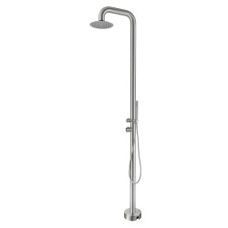 Douche extérieure en acier inoxydable 316 L, eau chaude et froide, douchette à main, acier brossé (TS1008)