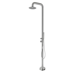 Douche extérieure en acier inoxydable 316 L, eau chaude et froide, douchette à main, acier brossé (TS1008)