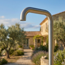 Douche extérieure en acier inoxydable 316 L, eau chaude et froide, douchette à main, acier brossé (TS1013)