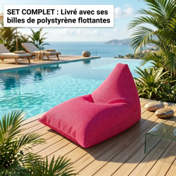 Soo Santaï Pouf piscine XL flottant 140x120 cm rose – billes incluses (à remplir) – intérieur / extérieur (LBF140120-3-SET)