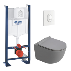 Delta pack WC bâti-support Duofix 112 cm + WC suspendu sans bride Ceramia avec abattant SotClose + plaque (GEBCE14WT02FR-VP)