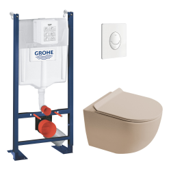 Delta pack WC bâti-support Duofix 112 cm + WC suspendu sans bride Ceramia avec abattant SotClose + plaque (GEBCE14WT02FR-VP)