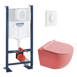 Delta pack WC bâti-support Duofix 112 cm + WC suspendu sans bride Ceramia avec abattant SotClose + plaque (GEBCE14WT02FR-VP)