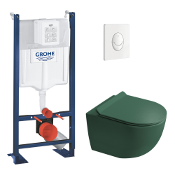 Delta pack WC bâti-support Duofix 112 cm + WC suspendu sans bride Ceramia avec abattant SotClose + plaque (GEBCE14WT02FR-VP)